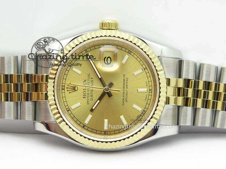 0415 MultiPurpose DateJust 116234 BP Best Edition SS YG Gold Dial On SS Bracelet A2824 V 3942